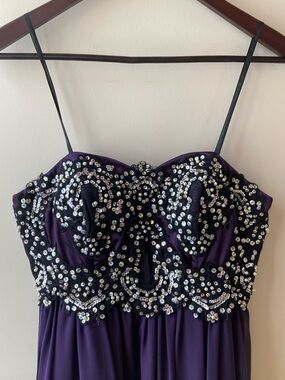 Nox Narianna Strapless Beaded Purple Prom Grad Dress - Size Small